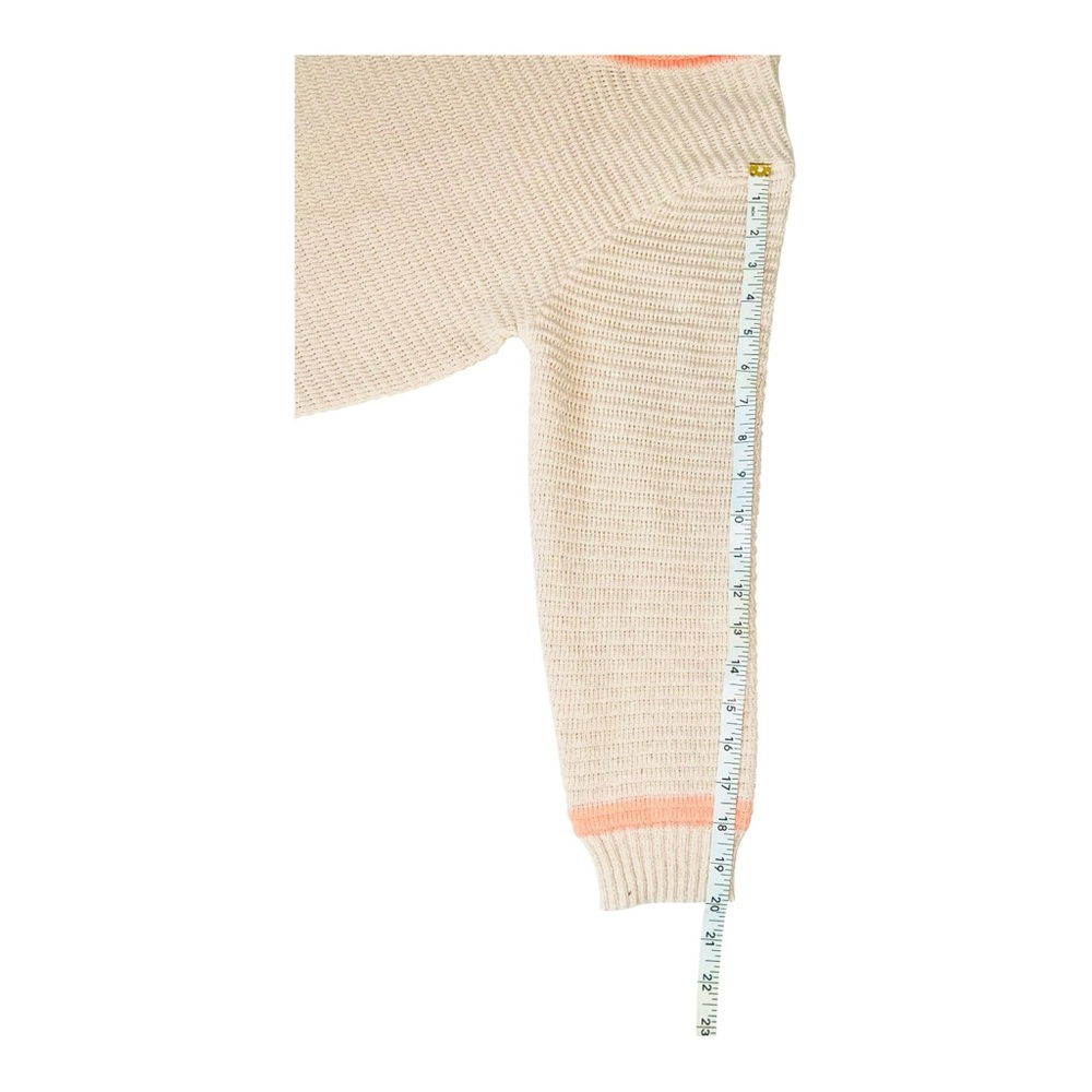 FATE Cold Shoulder Ribbed‎ Cream & Orange Knit Sweater Coral Trim Size M NWT - Picture 10 of 13